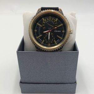 New water resistant Strada watch,black rubber comfort band and large clock face